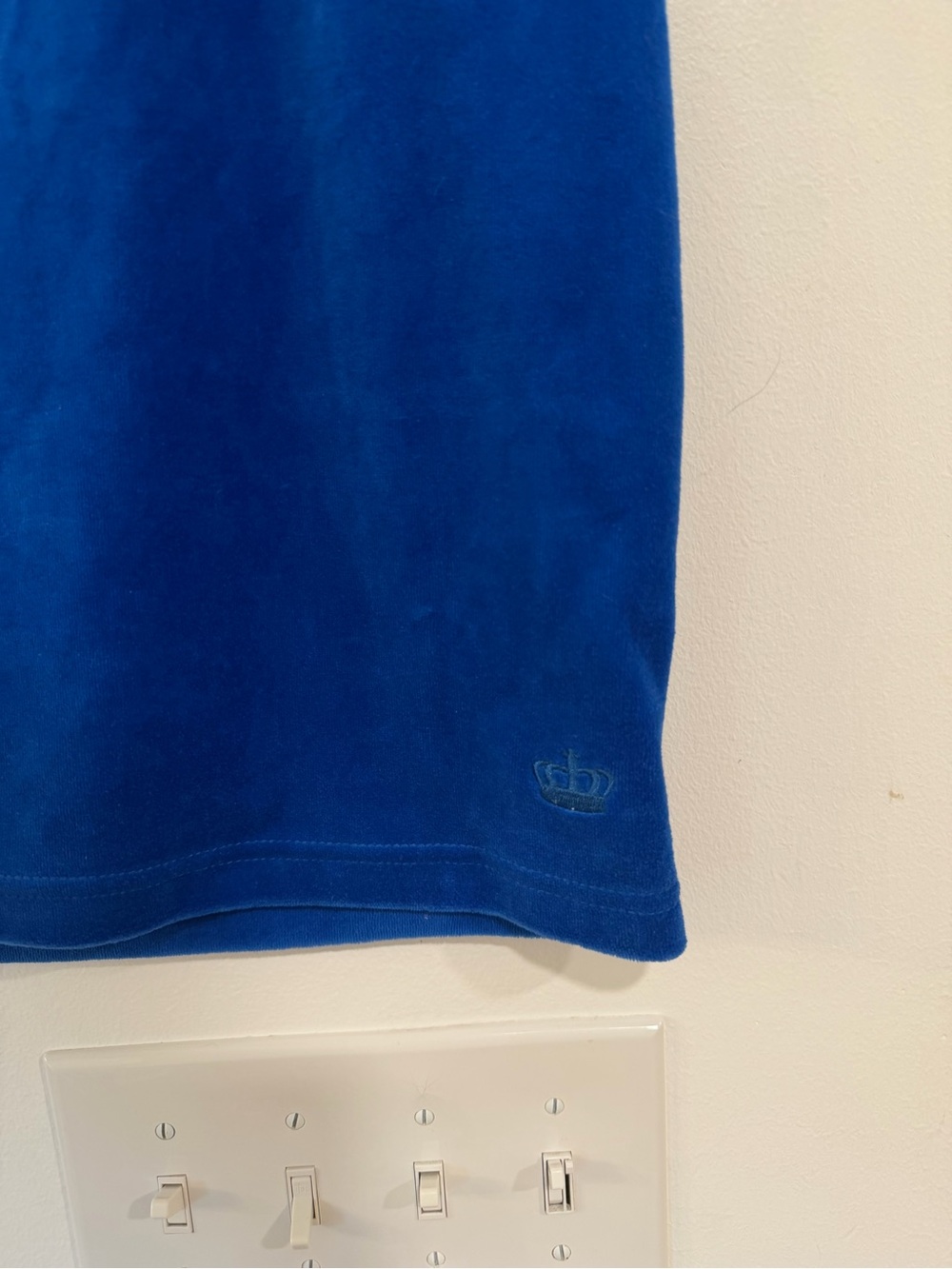 Juicy Couture Velour Y2K Mini Skirt Women’s Size Medium Royal Blue Elastic Waist - Picture 2 of 6
